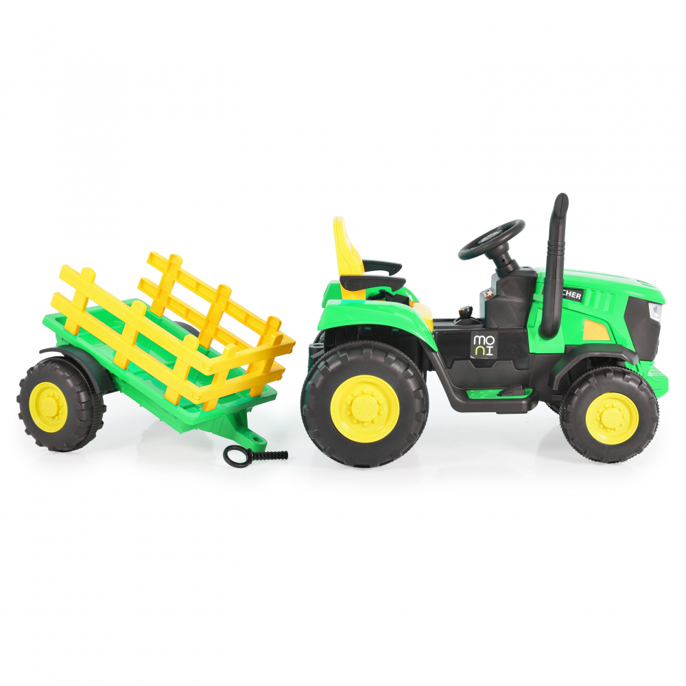 Tractor electric 70W cu remorca si telecomanda Moni Rancher green - 3