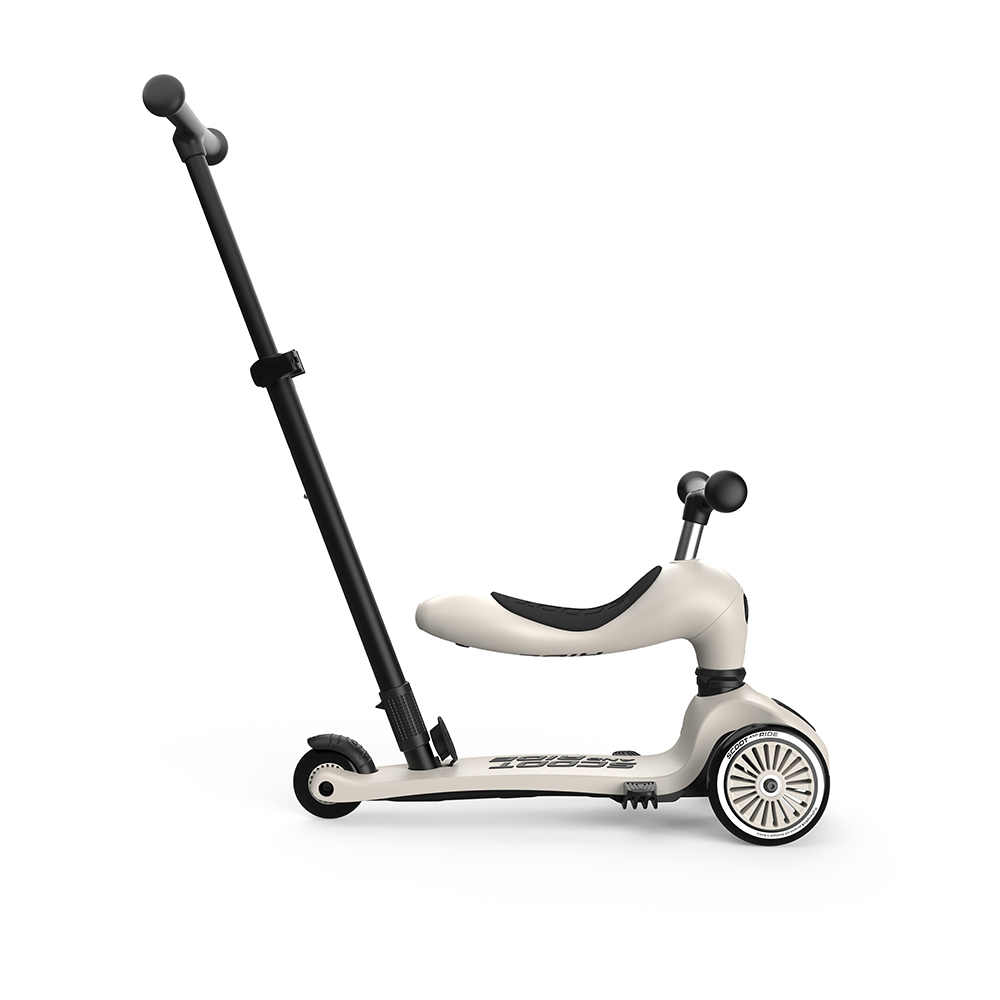 Trotineta copii cu sezut si maner, transformabila 3 in 1, Highwaykick 1 Push and Go Ash, 1-5 ani, pana la 50 kg, Scoot  Ride