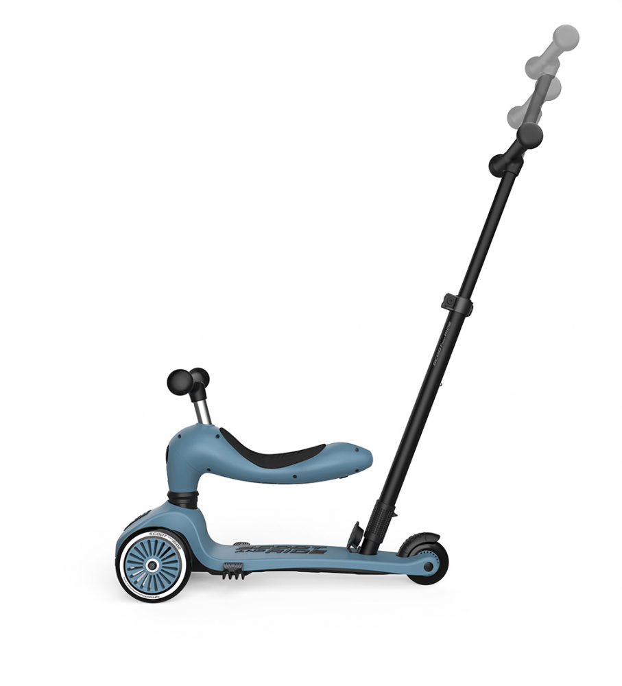 Trotineta copii cu sezut si maner, transformabila 3in1, Highwaykick 1 Push and Go Steel, 1-5 ani, pana la 50 kg, Scoot  Ride