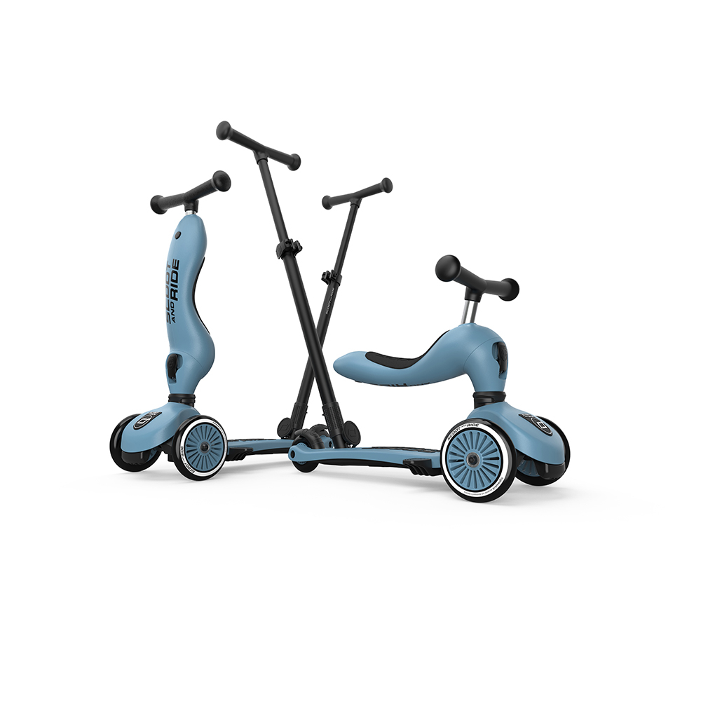 Trotineta copii cu sezut si maner, transformabila 3in1, Highwaykick 1 Push and Go Steel, 1-5 ani, pana la 50 kg, Scoot  Ride - 2