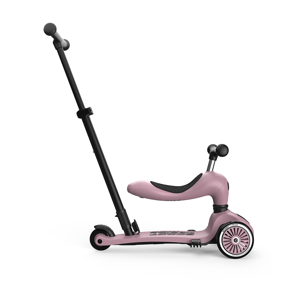 Trotineta copii cu sezut si maner, transformabila 3in1, Highwaykick 1 Push and Go Wildberry, 1-5 ani, pana la 50 kg, Scoot  Ride