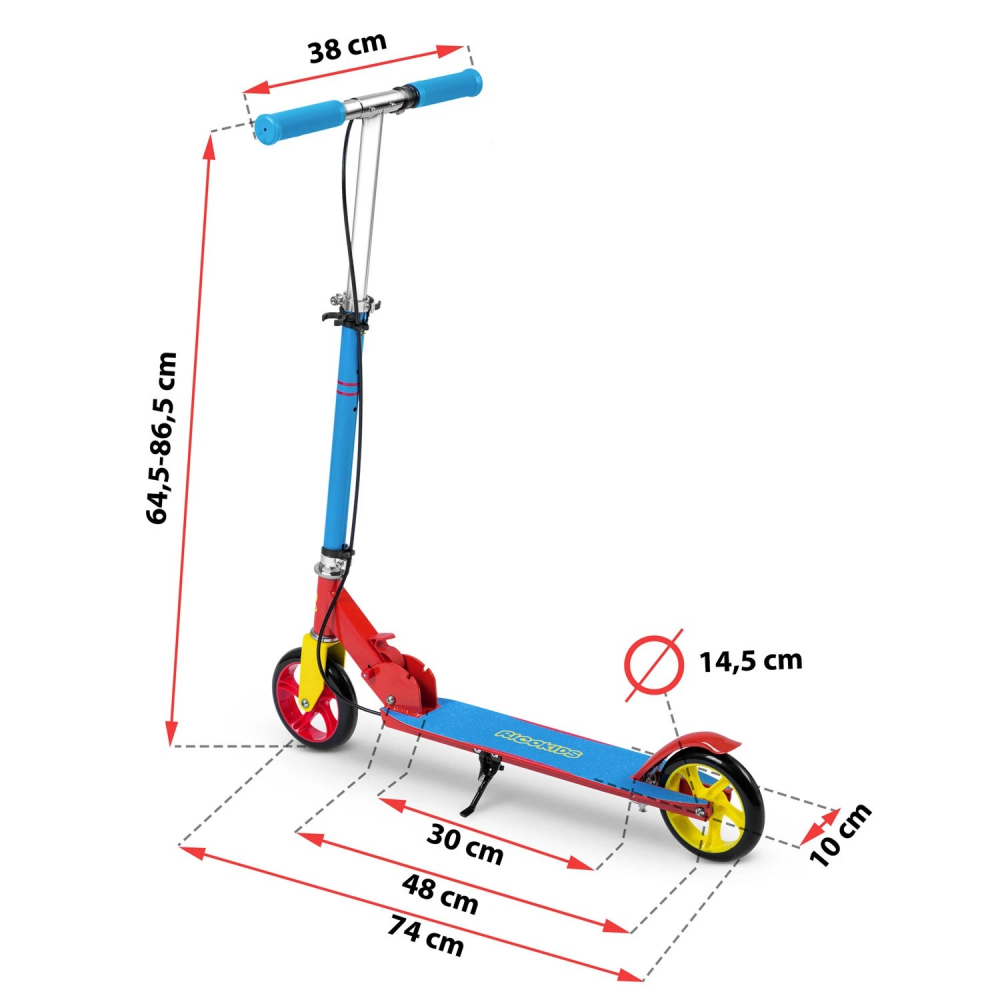 Trotineta pliabila cu frana de mana Ricokids Kodi AlbastruRosu - 6