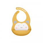 Baveta ajustabila din silicon cu buzunar Sweet Fun mustard