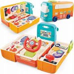 Autobuz interactiv 2in1 Matadi Multicolor transformabil in simulator de conducere cu volan,semnalizari cu lumini LED,schimbator de viteze,sunete si muzica