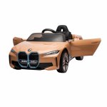 Masinuta electrica 12V cu scaun piele si roti EVA BMW I4 Brown