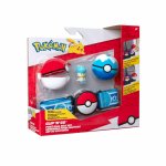 Set figurina si centura Pokemon Clip n Go Quaxly with Pok Ball Dive Ball & Water Themed Belt W16