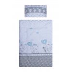 Lenjerie patut cu 3 piese 140x70 cm Elefant cu balon inima albastra
