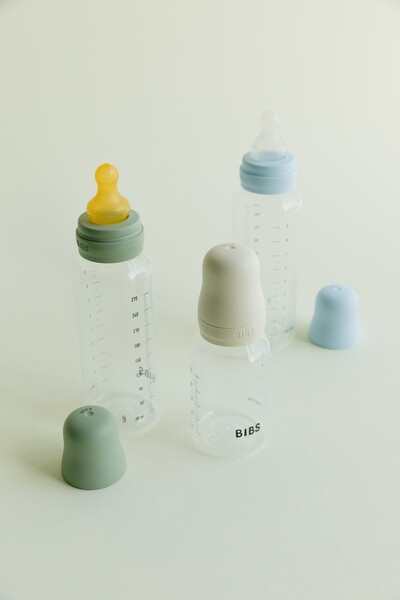 Set complet biberon anticolici 270 ml silicon Baby Blue Bibs - 3 | YEO