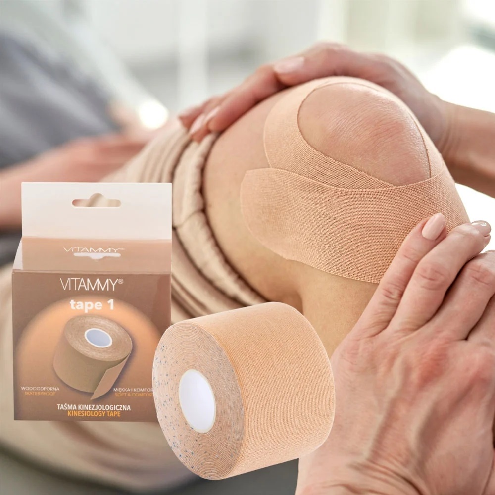 Banda Kinesiologica Vitammy Tape 1 impermeabila, moale si confortabila fara latex 5 cm x 5 m bej - 2 | YEO