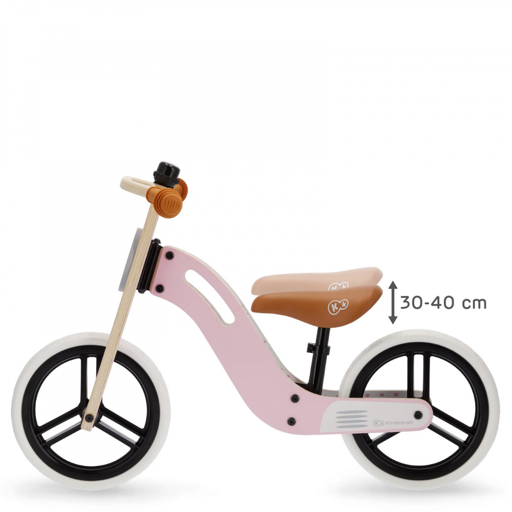 Bicicleta de echilibru din lemn Kinderkraft Uniq Pink cu scaun moale reglabil, roti din spuma EVA, maner pentru transport, pana la 35 kg - 3 | YEO