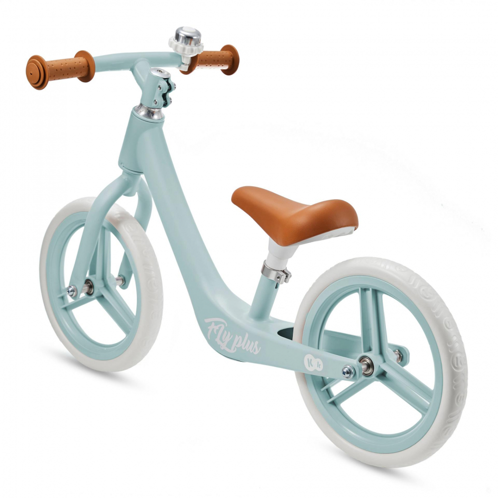 Bicicleta fara pedale Kinderkraft Fly Plus Baby Blue cu scaun reglabil pe inaltime, cadru usor din magneziu, roti din spuma Eva, sarcina maxima 35 kg