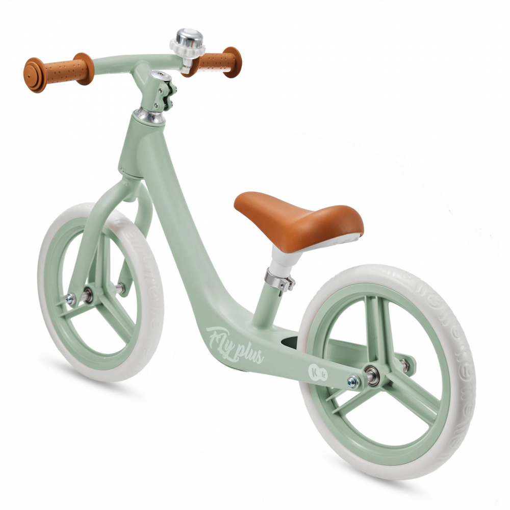 Bicicleta fara pedale Kinderkraft Fly Plus Fresh Mint cu scaun reglabil pe inaltime, cadru usor din magneziu, roti din spuma Eva, sarcina maxima 35 kg