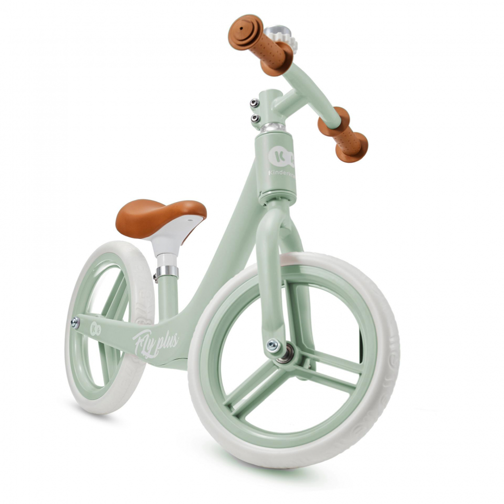 Bicicleta fara pedale Kinderkraft Fly Plus Fresh Mint cu scaun reglabil pe inaltime, cadru usor din magneziu, roti din spuma Eva, sarcina maxima 35 kg