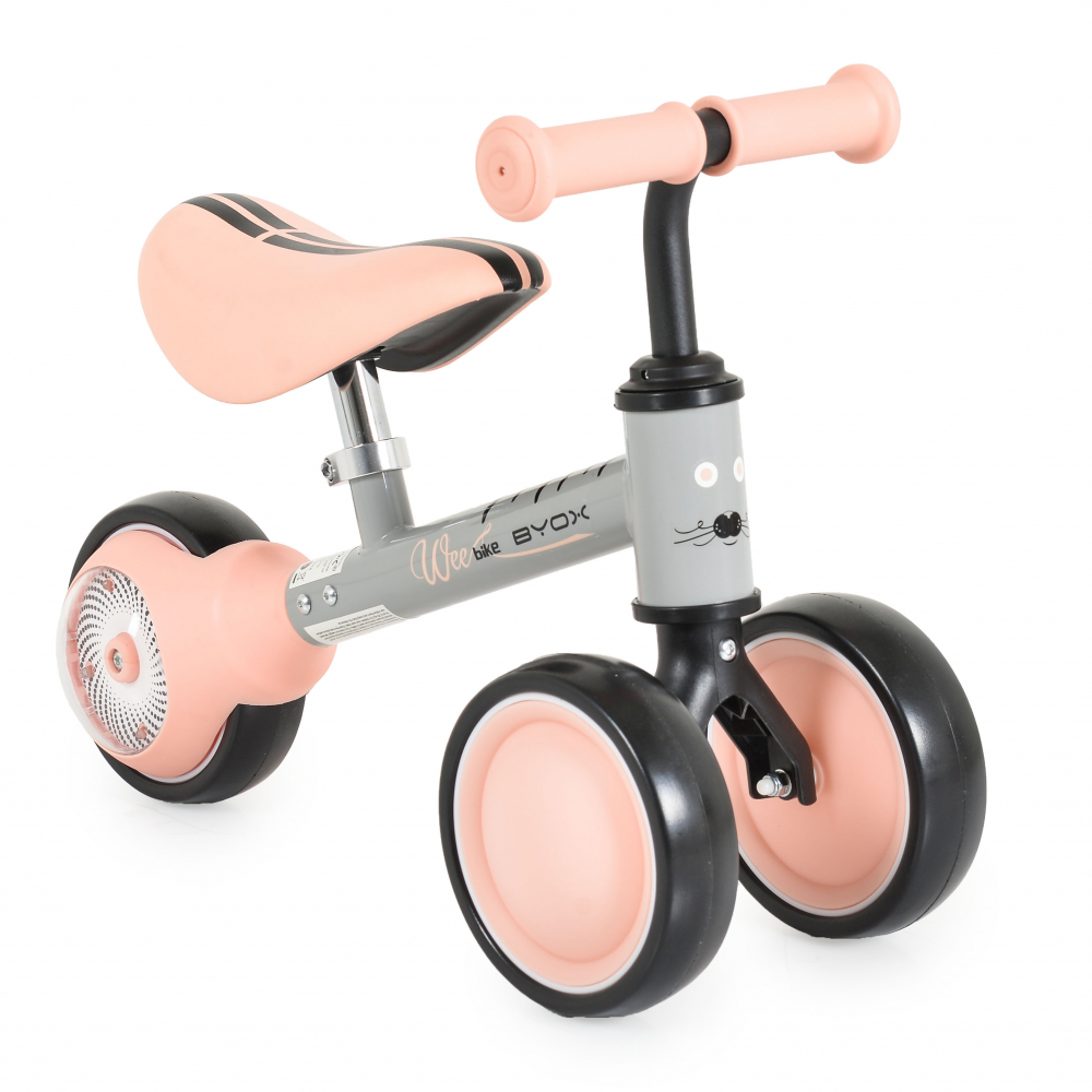 Bicicleta fara pedale cu lumini si inaltime sezut reglabila Byox Mini Wee Pink