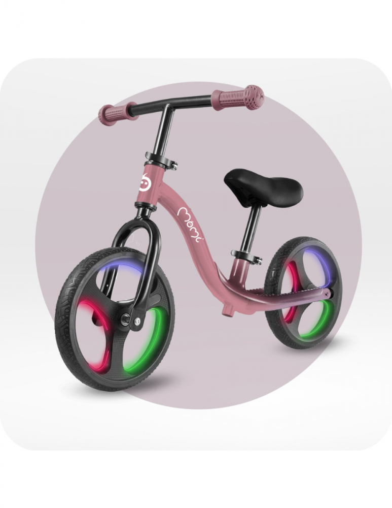 Bicicleta fara pedale cu roti led Momi Isoka pink - 4