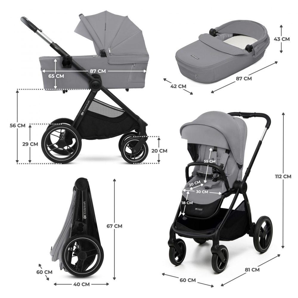 Carucior 2 in 1 Kinderkraft Nea 2.0 Platinium Grey - 2 | YEO