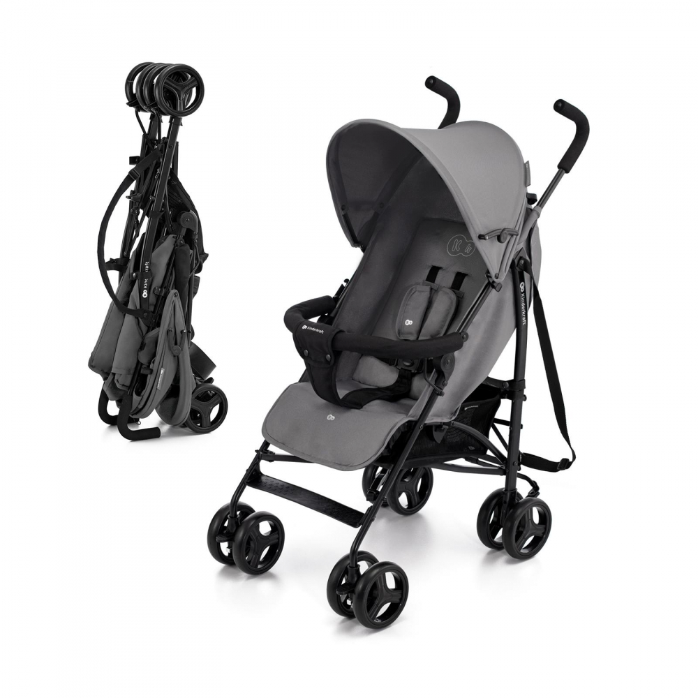 Carucior sport Kinderkraft Tik tip umbrela stone grey, spatar reglabil, pozitie somn, suport pentru picioare, roti din spuma Eva, greutate redusa 6,5 kg - 6