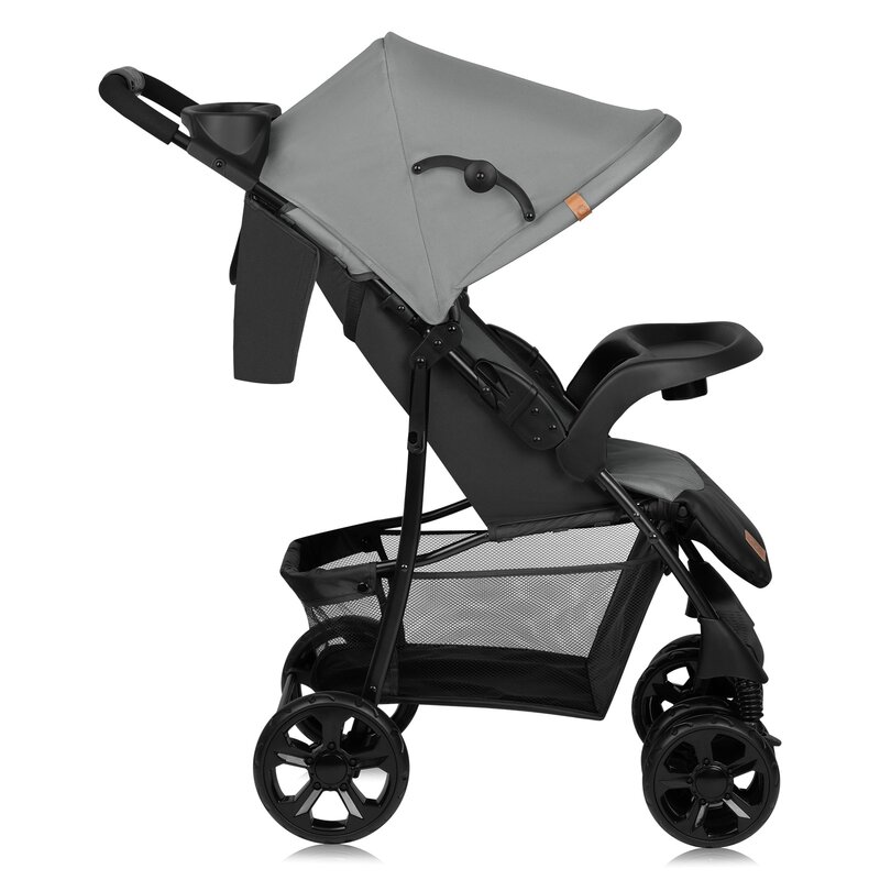 Carucior sport Lionelo Emma Plus Cu tavita, 2 Suporturi pentru pahar, Geanta accesorii, Standard de siguranta EN1888-1 gri