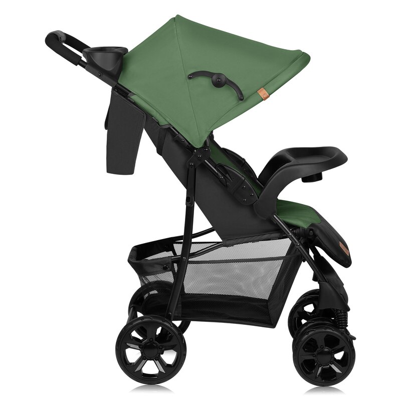 Carucior sport Lionelo Emma Plus Cu tavita, 2 Suporturi pentru pahar, Geanta accesorii, Standard de siguranta EN1888-1 verde