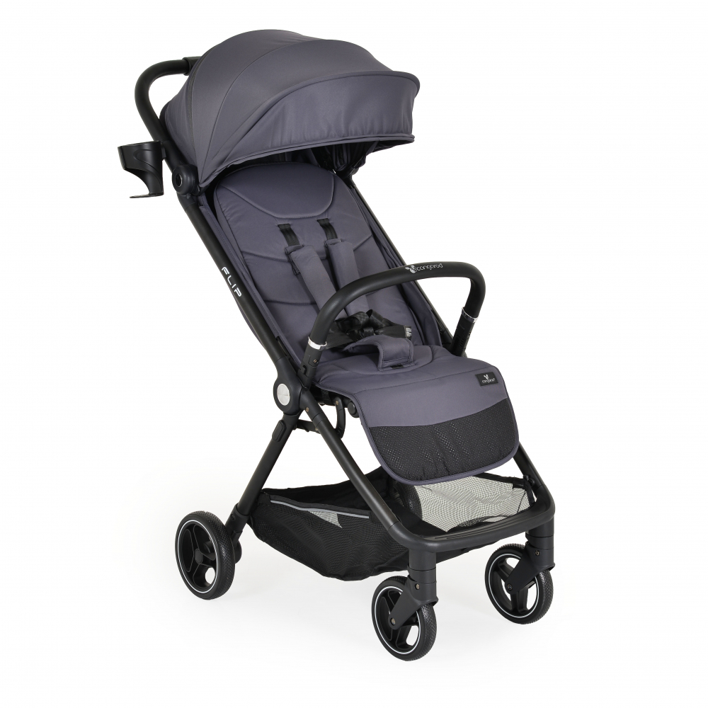 Carucior sport de la nastere 0-22 kg cu pliere compacta automata si maner transport Cangaroo Flip Obsidian Grey