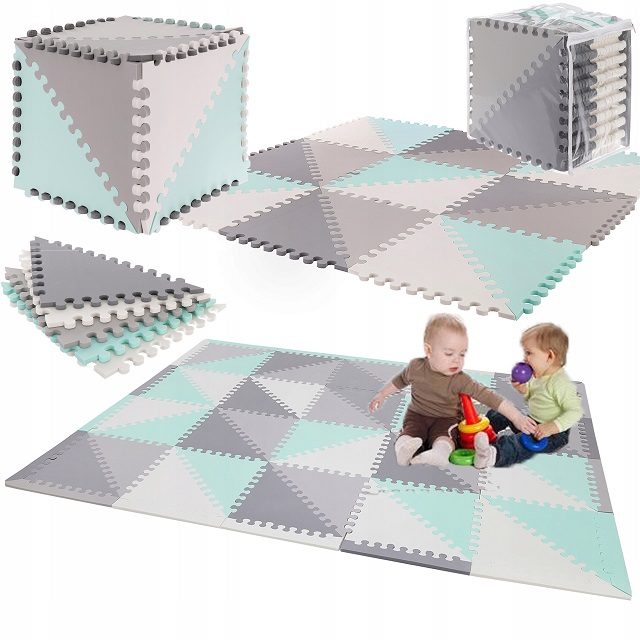 Covor puzzle multifunctional din spuma EVA cu 60 elemente 170x140x1 cm GreyTurquoise - 1