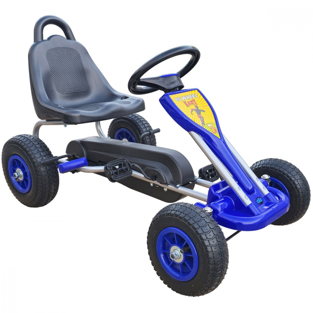 Kart cu pedale pentru copii A05 Kidscare albastru 3-6 ani roti gonflabile - 4