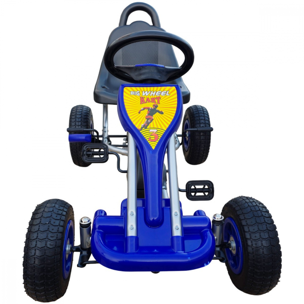 Kart cu pedale pentru copii A05 Kidscare albastru 3-6 ani roti gonflabile