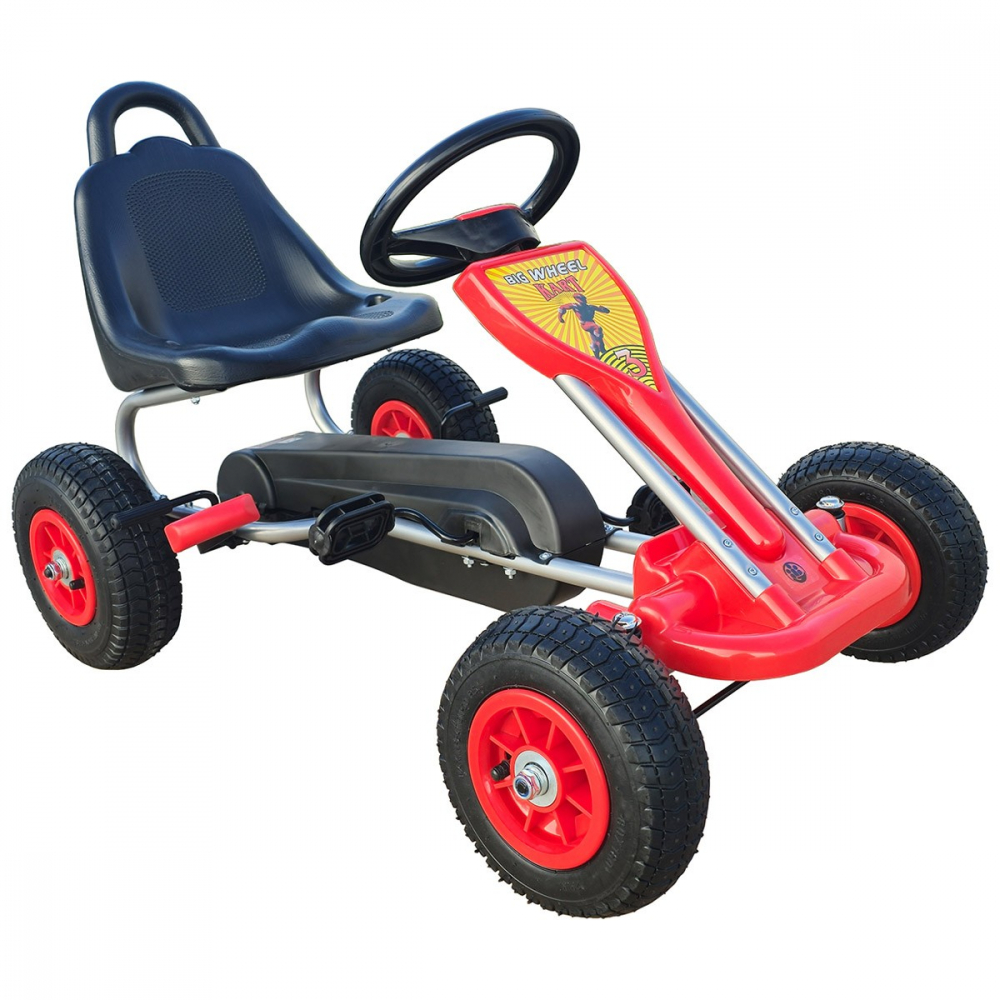 Kart cu pedale pentru copii A05 Kidscare rosu 3-6 ani roti gonflabile - 4