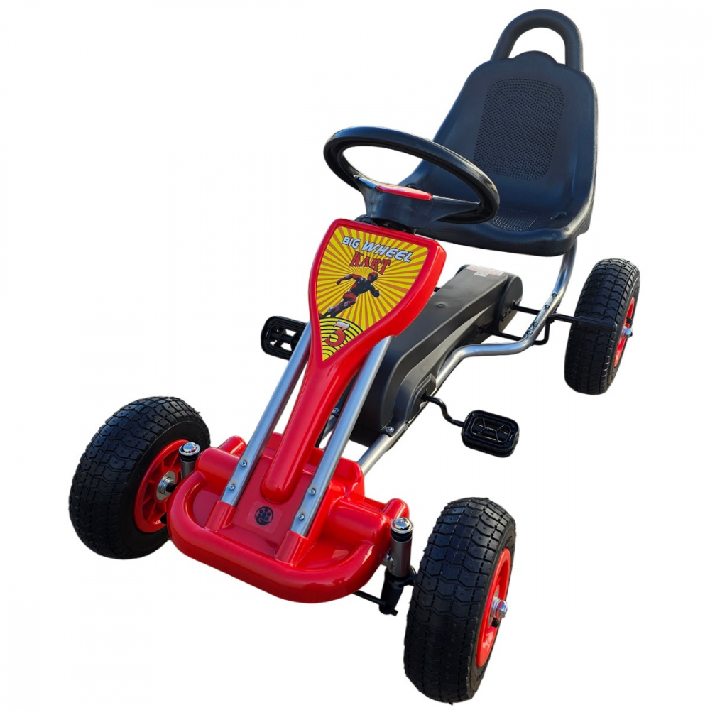 Kart cu pedale pentru copii A05 Kidscare rosu 3-6 ani roti gonflabile