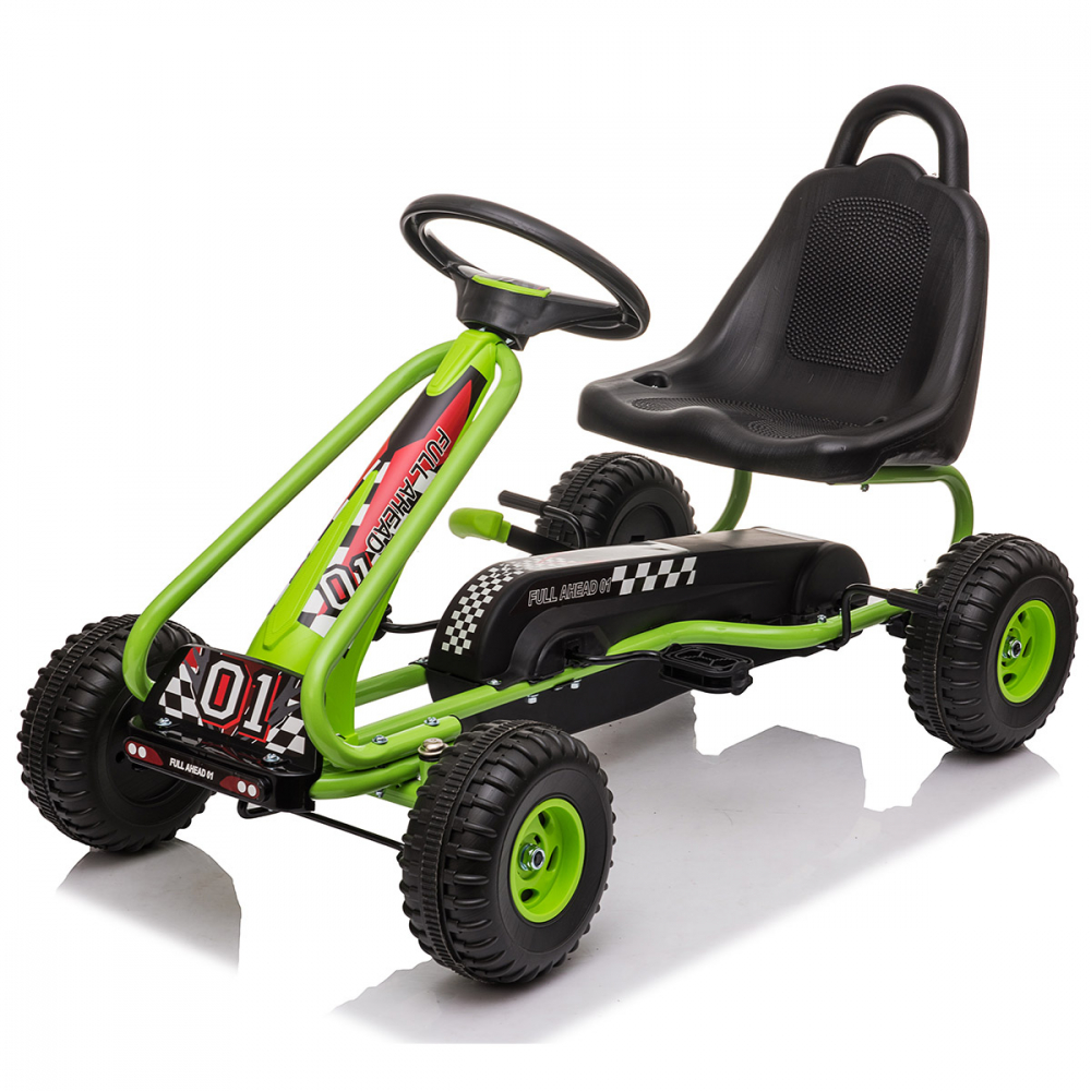 Kart cu pedale pentru copii G201 Kidscare verde 3-6 ani scaun reglabil - 4