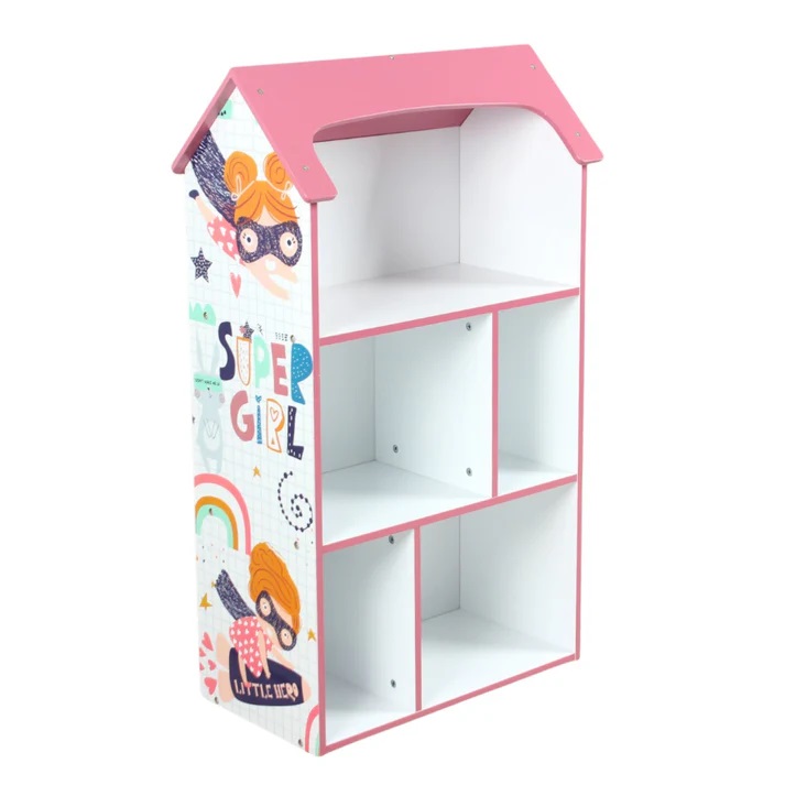 Organizator casuta din lemn Ginger Home pentru jucarii si carti Super Girl - 6