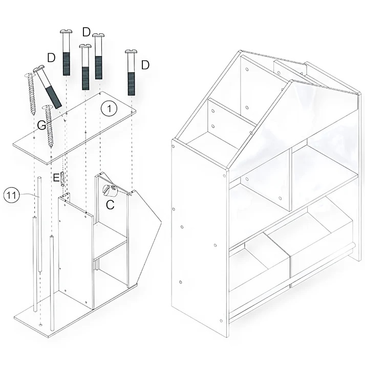 Organizator din lemn pentru jucarii si carti Ginger Home Wood - 4