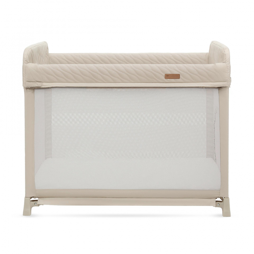 Patut pliabil Kinderkraft Moon Dream Beige, echipat cu o saltea sigura, partile laterale din plasa, geanta inclusa - 4 | YEO