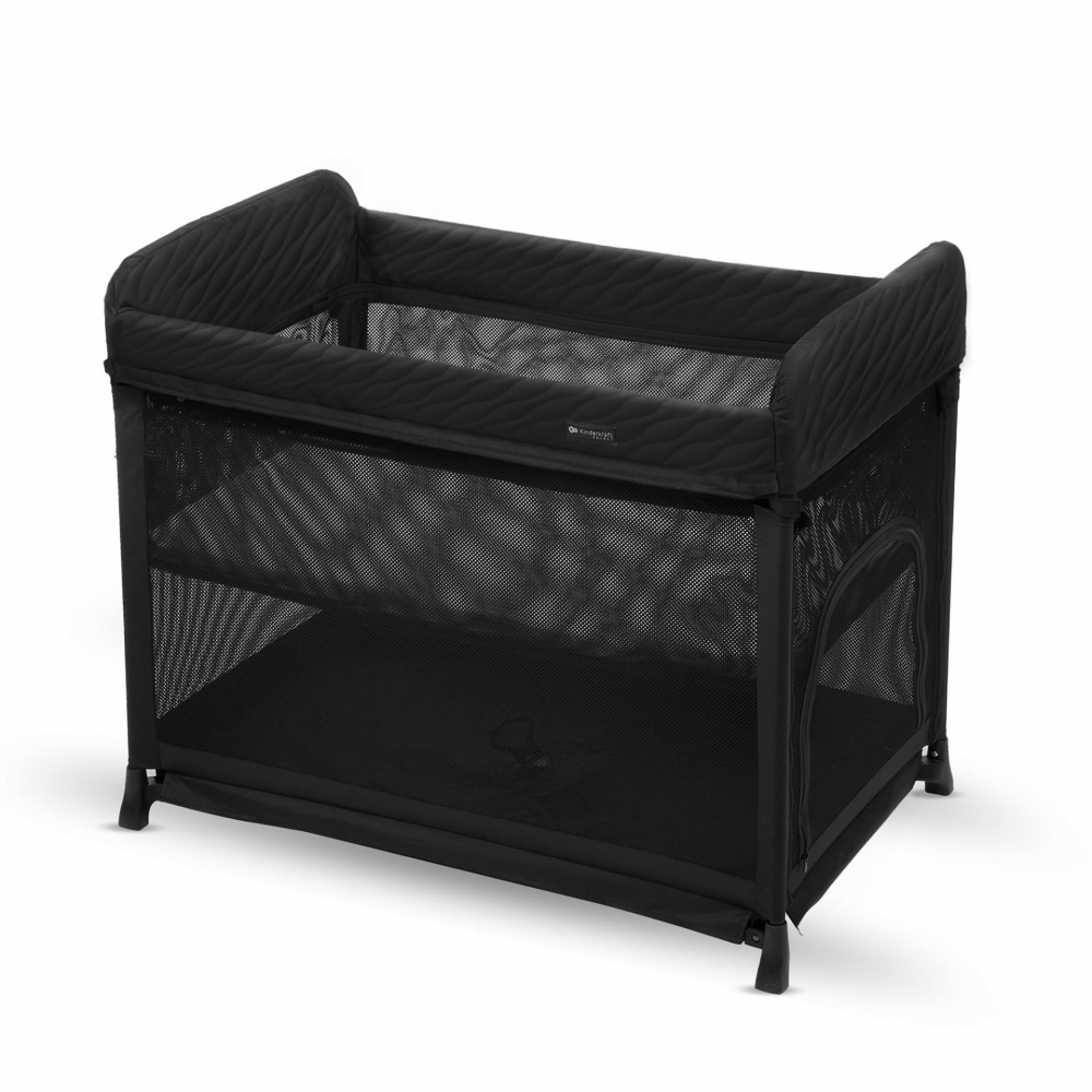 Patut pliabil Kinderkraft Moon Dream Black, echipat cu o saltea sigura, partile laterale din plasa, geanta inclusa - 3 | YEO