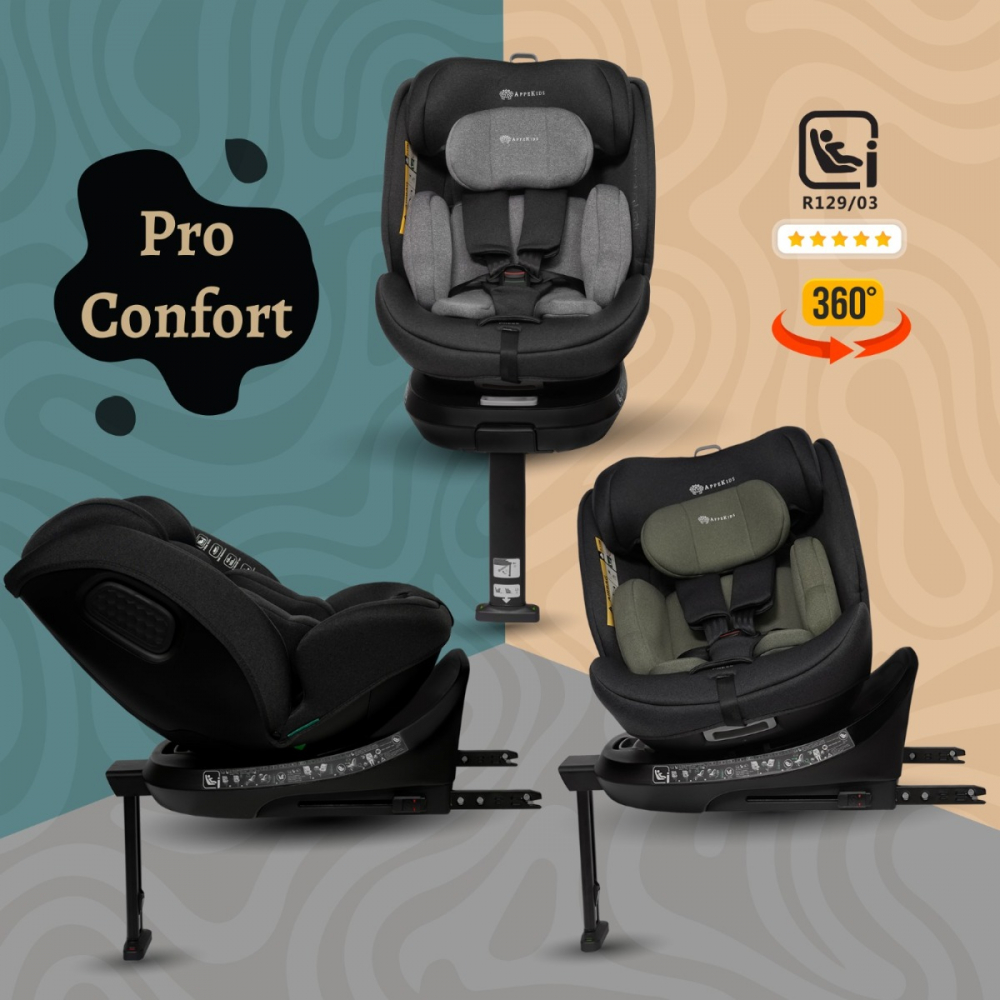 Scaun auto Appekids I-Size 40-150 cm Rear Facing 360 Pro Confort black - 3