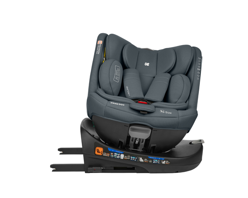 Scaun auto cu isofix si sezut rotativ KikkaBoo 40-150 cm i-Round i-SIZE Dark Grey - 1