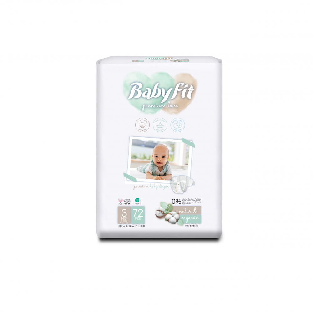 Scutece bebelusi nr. 3 Midi x 72 buc Baby Fit