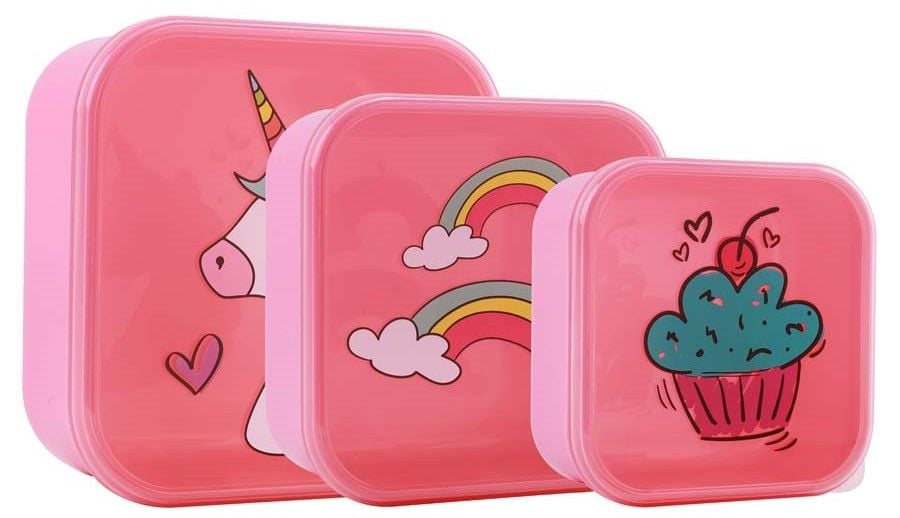 Set 3 cutii pentru alimente unicorn