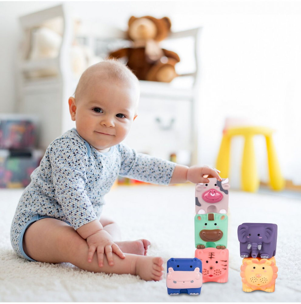 Poze Set 6 jucarii de baie din cauciuc moale Happy Animals nichiduta.ro 