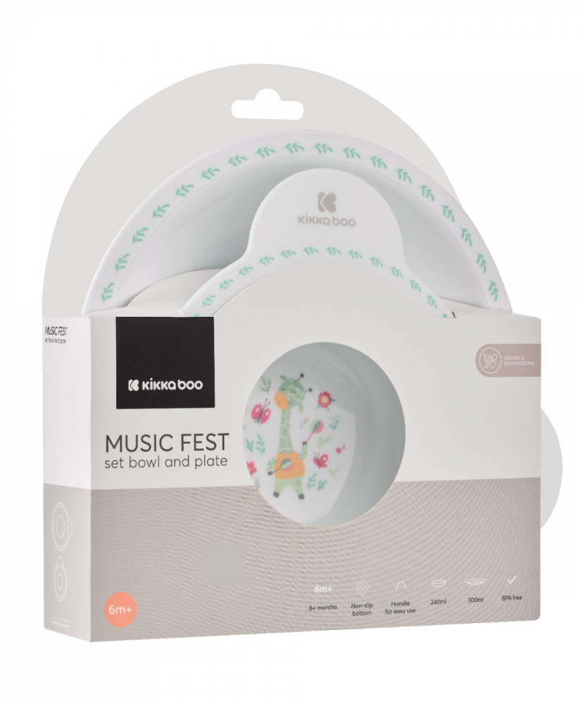 Set castron si farfurie cu ventuza KikkaBoo Music Fest - 1 | YEO