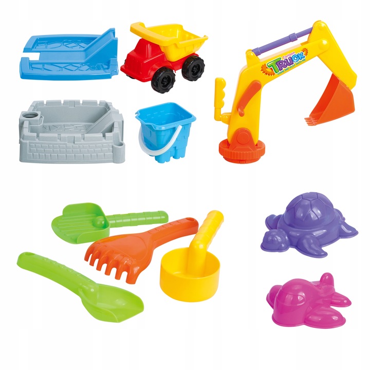 Set 2in1 cutie de nisip cu excavator ,rampa si camion Sandbox Game