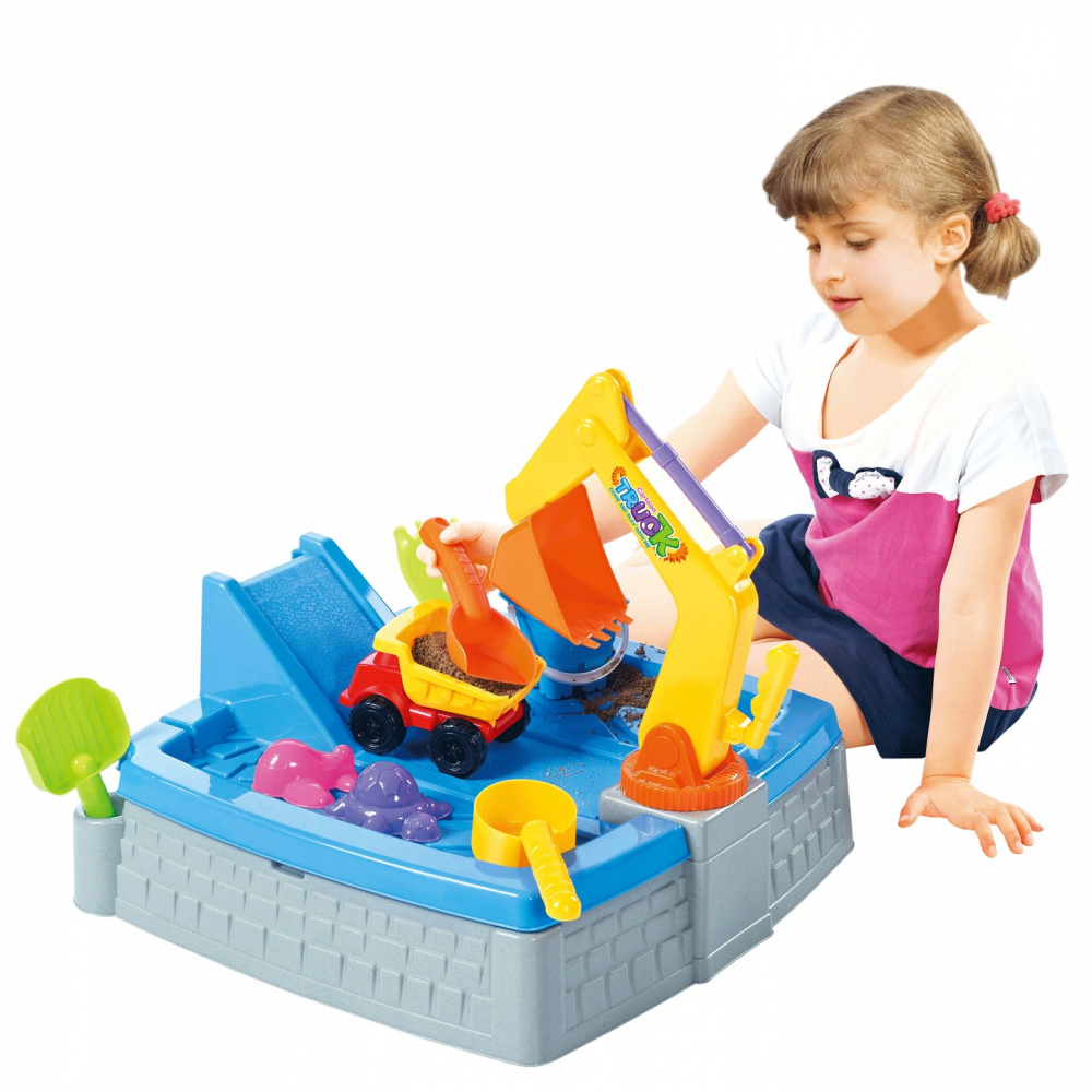 Set 2in1 cutie de nisip cu excavator ,rampa si camion Sandbox Game - 1 | YEO