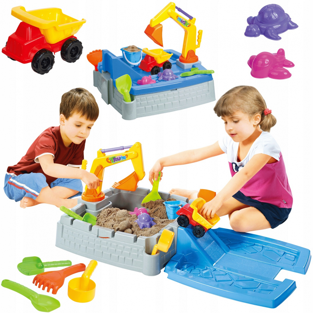 Set 2in1 cutie de nisip cu excavator ,rampa si camion Sandbox Game - 3 | YEO