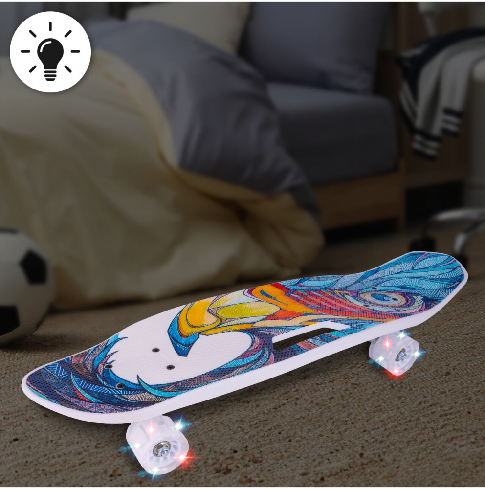 Skateboard pentru copii cu roti LED luminoase si maner - 2 | YEO