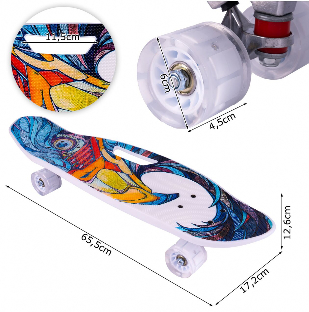 Skateboard pentru copii cu roti LED luminoase si maner - 8