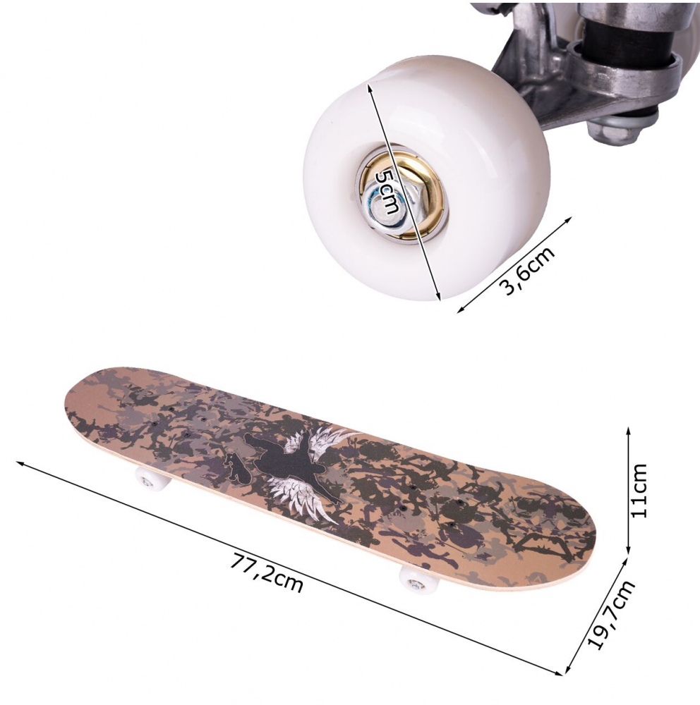 Skateboard cu platforma antiderapanta 77cm Brown camouflage