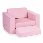 Canapea extensibila modulara pentru copii cu 2 locuri formata din 8 piese Ecotoys roz