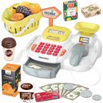 Casa de marcat cu ecran LCD si sertar Matadi CheckOut Yellow, calculator functional, scanner cu sunet si lumina , 36 accesorii incluse