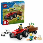 Tractor de ferma rosu cu remorca si oi Lego City