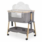 Patut Co-Sleeper cu laterala culisanta si inaltime reglabila Cangaroo Amo Light Grey